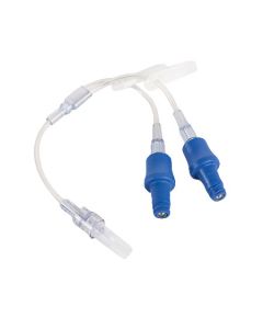 25 cm (10") Bifuse Ext Set w/2 MicroClave™ (Green Rings), 2 Check Valves, 2 Clamps, Rotating Luer [Pack of 50]