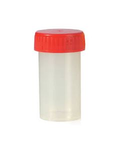 AW 60Cc Specimen Container With Red Screw On Cap. 35 x 70mm