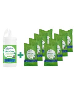 Cleanline Eco Ultra One Sanitising Wipe Starter Kit Tub & 800 Wipes [Pack of 1]