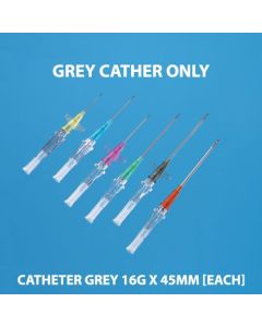 BD Insyte 381257 Peripheral IV Catheter Grey 16g x 45mm [Pack of 50] 