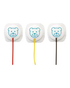 Ambu White Sensor Electrode, 22x22mm Neonatal cloth backing solid gel, 60cm colour lead 4mm conn. Radiolucent [Pack of 3]