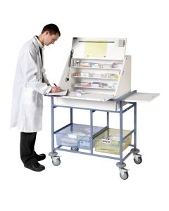﻿﻿﻿Ward Drug and Medicine Dispensing Trolley ﻿(large capacity) - Divider System & 2 Storage Trays