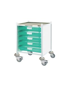 ﻿VISTA 40 Clinical Trolley - 5 Single Depth Trays-Green [Pack of 1]