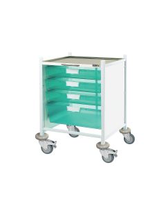 ﻿VISTA 40 Clinical Trolley - 3 Single/1 Double Depth Trays-Green [Pack of 1]