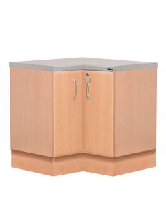 ﻿‘L’ Shaped Corner Base Cabinet - Beech Finish