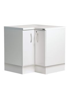﻿‘L’ Shaped Corner Base Cabinet - White Finish