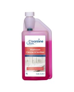 Cleanline Super Washroom Cleaner & Sanitiser Super Concentrate 1 Litre [Pack of 4]