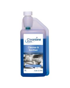 Cleanline Super Cleaner & Sanitiser Super Concentrate 1 Litre [Pack of 4]