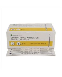 Sterile Cotton Tipped Swab Applicator, 15cm Plastic Shaft, Individually Wrapped [Pack of 100]