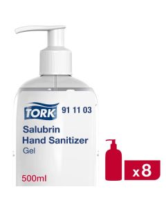 Tork Moisturising Salubrin Hand Sanitiser Gel Pump Bottle 500 ML [Pack of 8]
