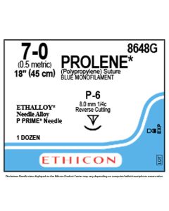 PROLENE Polypropylene Suture 7-0 PROLENE BLUE 1X18" P-6 8648G [Pack of 12]