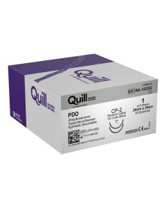 Suture Absorbable Monofilament 1, 24cm x 24cm, Violet Barbed, 36mm 1/2 Circle Cutting Needle, Double Armed – [Pack of 12]