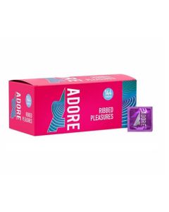 Pasante Adore Condoms Ribbed Pleasure - Clinic Pack [Pack of 144]