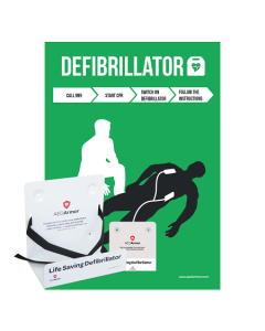 AED Armor Silhouette Rescue Poster with Wall Bracket