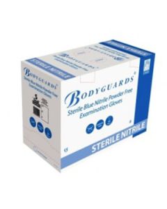 Bodyguards Sterile Blue Nitrile Powder Free Exam Gloves Size Large [50 Pairs]