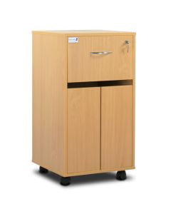 Bristol Maid Bedside Cabinet - Beech - Lockable Upper Drawer - Cupboard - Adjustable Shelf