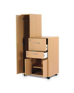 Bristol Maid Bedside Cabinet - Beech - Left Hand Wardrobe - Drawer - Personal Drawer - Cupboard - Cam Lock