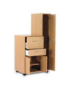 Bristol Maid Bedside Cabinet - Beech - Right Hand Wardrobe - Drawer - Personal Drawer - Cupboard - Cam Lock