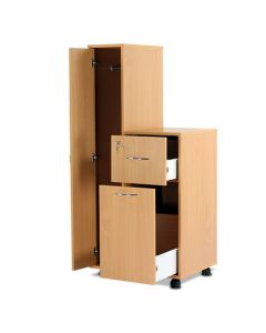 Bristol Maid Bedside Cabinet - Beech - Left Hand Wardrobe - Drawer - Large Lower Drawer - Adjustable Shelf - Cam Lock 