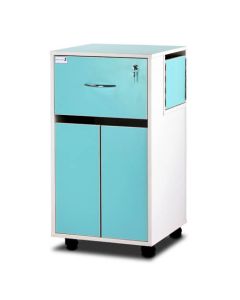 Bristol Maid Bedside Cabinet - Grey White  - Locking Flap - Cupboard - Adjustable Shelf - Cam Lock 