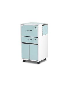 Bristol Maid Bedside Cabinet - Grey White  - Locking Flap - Personal Drawer - Cupboard - Adjustable Shelf - Cam Lock