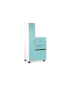 Bristol Maid Bedside Cabinet - Grey White  - Left Hand Wardrobe - Locking Front Flap - Personal Drawer - Cupboard - Adjustable Shelf - Cam Lock 