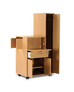 Bristol Maid Bedside Cabinet - Beech - Right Hand Wardrobe - Locking Front Flap - Personal Drawer - Cupboard - Adjustable Shelf - Cam Lock 