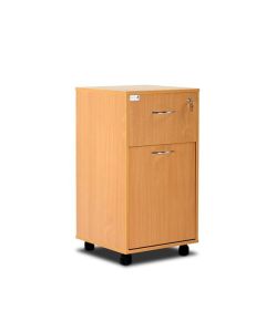 Bristol Maid Bedside Cabinet - Beech - Locking Flap - Lower Drawer - Adjustable Shelf - Cam Lock