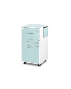 Bristol Maid Bedside Cabinet - Grey White  - Locking Flap - Personal Drawer - Lower Drawer - Adjustable Shelf - Cam Lock 