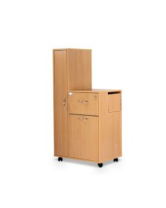 Bristol Maid Bedside Cabinet - Beech - Left Hand Wardrobe - Locking Front Flap - Personal Drawer - Large Drawer - Cam Lock 