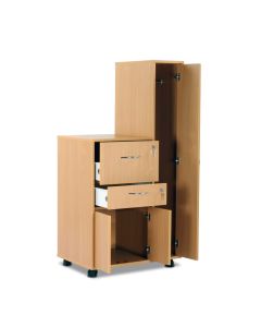 Bristol Maid Bedside Cabinet - Beech - Right Hand Wardrobe - Locking Front Flap - Personal Drawer - Large Drawer - Cam Lock 