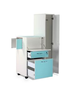 Bristol Maid Bedside Cabinet - Grey White  - Right Hand Wardrobe - Locking Front Flap - Personal Drawer - Large Drawer - Cam Lock 