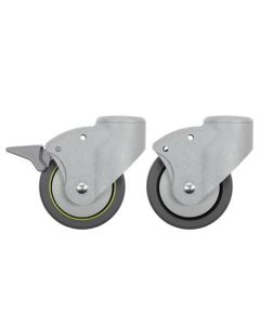 Bristol Maid Castors - Factory Fit-80mm, Grey Polymer, 2 x Braking / 2 x Non-Braking