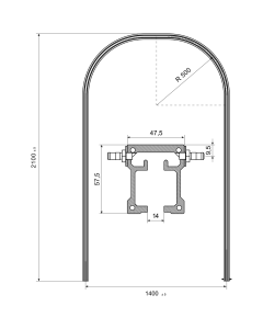 Provita Ceiling Rail (U-Form)Standard Size 2,100x1,400mm, White