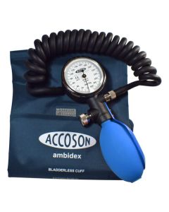 Sphygmomanometer Aneroid Auscultatory DUPLEX Hand Model – Blue Coiled Tube with Adult Velcro Cuff [Pack of 1]