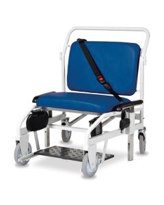 Bristol Maid Portering Chair - Bariatric - Rear Steer - Sliding Foot Rest - Vinyl - Bristol Blue