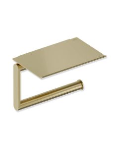 HEWI Metallics Wall Mounted Toilet Roll Holder With Shelf - Brushed Brass [Pack Of 1]