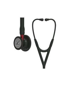 3M Littmann Cardiology IV Diagnostic Stethoscope, Black Tubing, Black Chestpiece, Red Stem [Pack of 1]