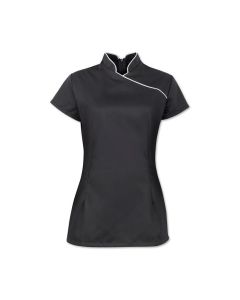 Women’s contrast piping tunic Black/white