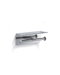 Gedy G Pro Double Toilet Roll Holder with Shelf - Chrome [Pack of 1]