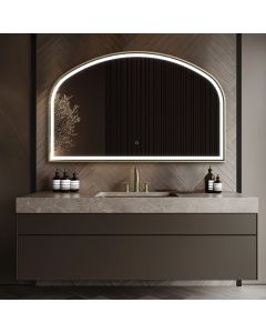 Origins Living Lomax Light Overmantle Arch Mirror - Brushed Brass [Pack of 1]