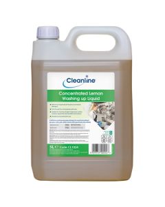 Cleanline Concentrated Lemon Washing Up Liquid 5 Litre [Pack of 4]