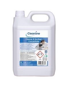 Cleanline Cleaner & Sanitiser Concentrate 5 Litre [Pack of 4]