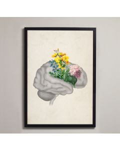 Vintage Floral Brain Anatomy Fine Art Print No Frame A1 [Pack of 1]