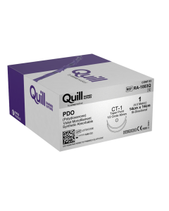 Surgical Specialties Absorbable Monofilament Barbed Suture 1, Double Armed, Violet, 14cm x 14cm, 36mm Needle, 1/2 Circle Taper Point  [Pack of 12]