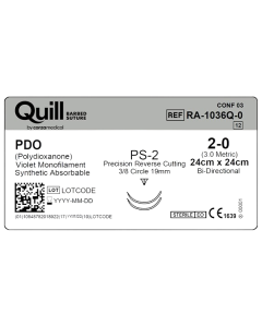 PDO VIOLET 2-0 24X24CM3/8CREVERS CUT19MM [Pack of 12]