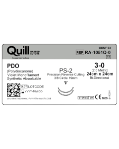 PDO VIOLET 3-0 24X24CM3/8CREVERS CUT19MM [Pack of 12]