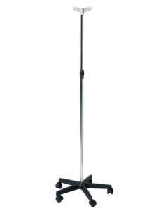 ﻿Chrome Steel Drip Stand, Plastic Base, 2 Plastic Hooks [Pack of 1]