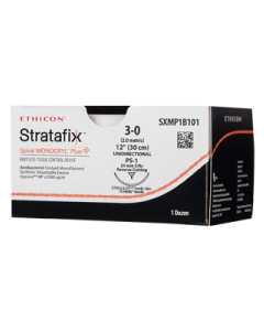 SXMP1B101 - 3-0 STRATAFIX SPIRAL MONOCRYL PLUS UNDYED 30CM PS-1 [Pack of 12]