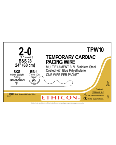 TPW10 - 2-0 TEMPORARY PACING WIRE DARK BLUE 1X24" RB-1,SKS DOUBLE ARMED [Pack of 12]